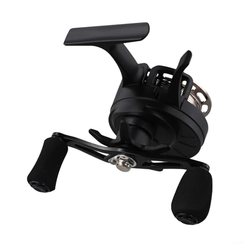 Ice Fishing Inline Reel Featuring Magnetic Drop and 3+1 Ball Bearings, 3.2:1 Gear Ratio, Two-Way Spool for Cold Weather(left hand black)