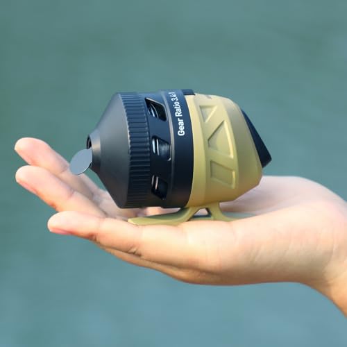Sougayilang Spincast Fishing Reel,High Speed 3.9:1 Gear Ratio,Trouble-Free Push-Button Bait Casting Design and Reversible Handle for Left/Right Retrieve,Pre-Spooled with Monofilament Line - color: Yellow Spincast Reel