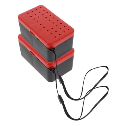 2pcs Double Layer Worm Bait Holder with Handle Leakproof Plastic Bait Storage Box for Freshwater Fishing Breathable Insulated Containers