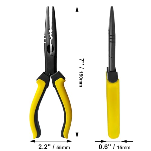 Hanpex-7 inch Fishing Pliers with Anti-rust Teflon coated, Freshwater/Saltwater Fishing Tools, Comfort Grip Handles Fishing Gear Idea for Fishing Trip - style: 7" Straight Nose