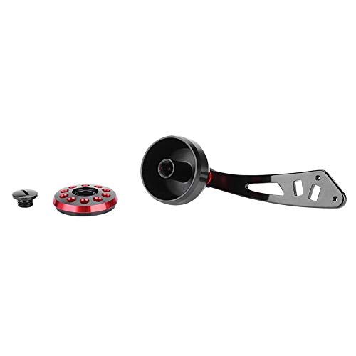 Tbest Knob Power Handle Grip,Fishing Reel Handle CNC Knob with Fittings Replacement Parts Accessory - color: Black+Red