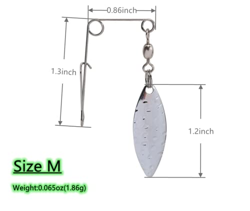 Fishing Spinner Blades for Crappie Spinnerbait - Crappie Fishing Spinner Spin for Jig Lure - style: Silver Willow