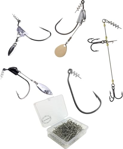Soft Lure Spring Twist Lock, Fishing Crank Hook Centering Pin | Stainless Steel,Saltwater & Freshwater Safe, Easy To Attach & Remove, For Bass Trout Walleye, Storage Case, 15mm26mm33mm42mm - color: Nickel-C: 33*6mm 50pcs