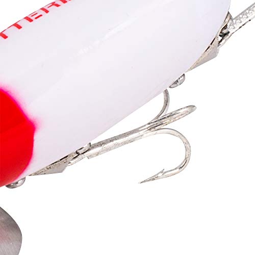 Arbogast Jitterbug Topwater Bass Fishing Lure - Excellent for Night Fishing - color: White/Red Head, size: 3", 5/8 oz