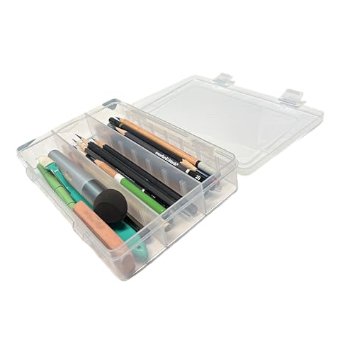4-Pack Clear Plastic Artist's Art Supply Storage Sketching Pencil Case, Large Capacity Charcoal Pencil Organizer Box with Compartments for Sketching and Drawing Tools.