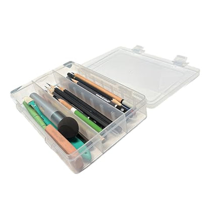 4-Pack Clear Plastic Artist's Art Supply Storage Sketching Pencil Case, Large Capacity Charcoal Pencil Organizer Box with Compartments for Sketching and Drawing Tools.