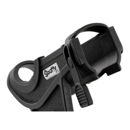 Scotty 0280-BK Rod Holder, Baicaster/Spinning, black W/0241 Side/Deck Mount | 360 Degree Rotation, Heavy-Duty Nylon, Fishing Accessory, Adjustable