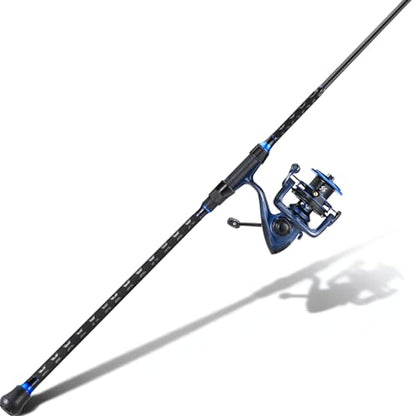 SOUGAYILANG Surf Fishing Rod and Reel Combo, Heavy 3-Piece Travel Spinning Rod with Reel for Red Drum, Striped Bass, Beach & Saltwater Fishing(9'/10'/11'/12') - color: blue, size: 11ft