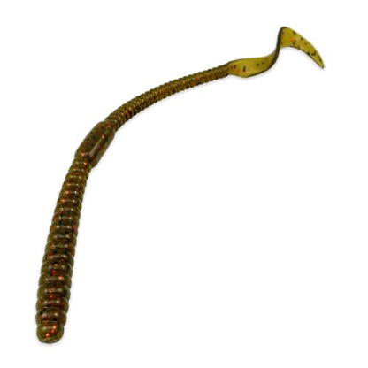 5.5" Pulse Slim Worm Soft Lure for Bass Fishing, Slim Profile Salt Infused Responsive Curl Tail with Ribbed Body & Reinforced Hook Section, 12 Pack - color: Watermelon Red