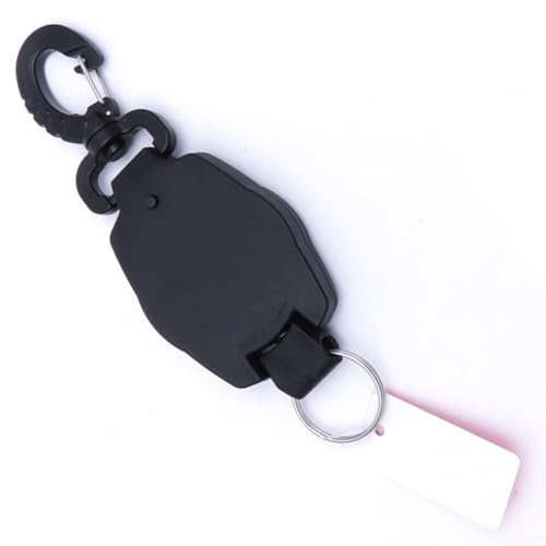 Diving Gear Retractor With Clip Anti-Lost Retractable Rope 41 Inch For Scuba Diving Snorkeling Freediving Spearfishing Swimming Equipment ABS 316 Stainless Steel Black
