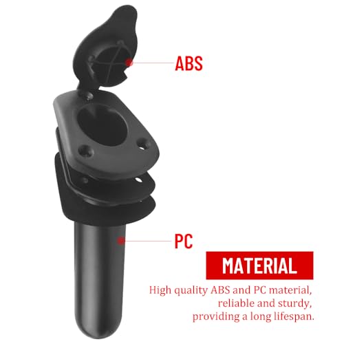 WMYCONGCONG 2 PCS Kayak Deck Flush Mount Fishing Boat Rod Holder with Cap Cover for Kayak Boat Canoe