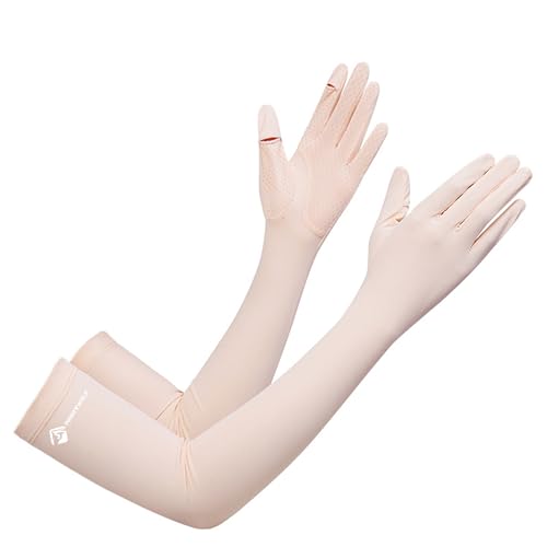 Summer-UV-Sun-Protection Gloves Outdoor Long Arm Driving-Gloves for Women - color: Pink
