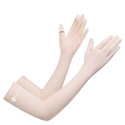 Summer-UV-Sun-Protection Gloves Outdoor Long Arm Driving-Gloves for Women - color: Pink
