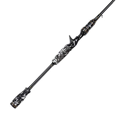 E Series - Camo Legend 2-Piece 7-Feet Casting Rod 24 Ton Carbon Fiber Baitcasting with 2 Tips - Medium and Medium Heavy Portable Bass Fishing Rod Baitcaster