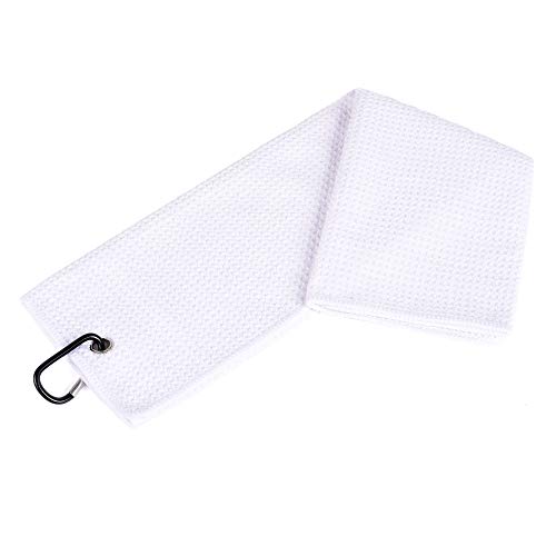 Mile High Life Microfiber Waffle Pattern Golf Towel | Club Groove Cleaner Brush | Foldable Divot Tool with Magnetic Ball Marker (White Towel/Brush/Fish Divot) - color: White Towel/Brush/Fish Divot