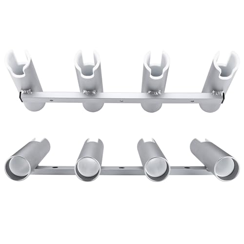 NovelBee 4 Tube Fishing Rod Holder for Boat,Aluminium Rod Rack with Screws | 4 Tube Rod Holder for Boat;Aluminium Fishing Rod Rack;Wall-Mounted Rod Pole Holder with Screws - color: Silver & White