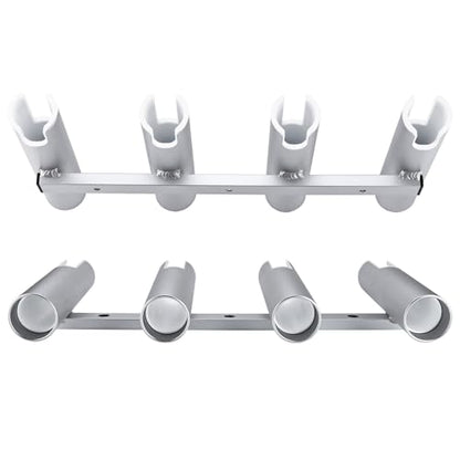 NovelBee 4 Tube Fishing Rod Holder for Boat,Aluminium Rod Rack with Screws | 4 Tube Rod Holder for Boat;Aluminium Fishing Rod Rack;Wall-Mounted Rod Pole Holder with Screws - color: Silver & White