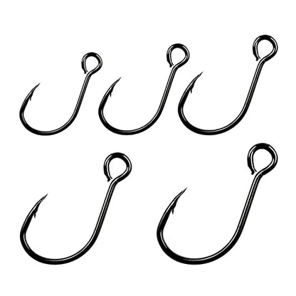 THKFISH 50pcs/100Pcs Box Inline Single Hooks Replacement Fishing Hooks for Lures Baits Inline Circle Hooks Large Eye with Barbed Saltwater Freshwater #2#1 1/0 2/0 3/0 - color: 50pcs-black
