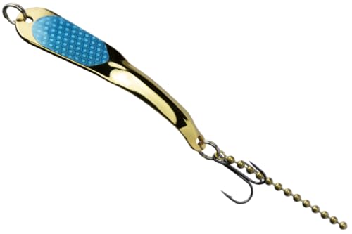 IRON DECOY Steely Fishing Lure Spoon, Casting, Trolling, Jigging, Ice, Lake, River, Stream, Freshwater, Trout, Bass, Walleye, Salmon, Crappie, Pike - color: Gold Light Blue, size: 1/4 OZ