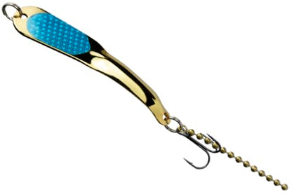 IRON DECOY Steely Fishing Lure Spoon, Casting, Trolling, Jigging, Ice, Lake, River, Stream, Freshwater, Trout, Bass, Walleye, Salmon, Crappie, Pike - color: Gold Light Blue, size: 1/4 OZ