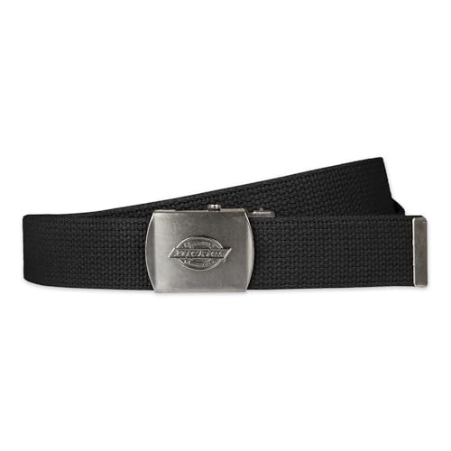 Dickies mens Fabric Web Plaque Logo Buckle Belt - Fits Up to Size 42" Waist - color: Black, size: Large-X-Large