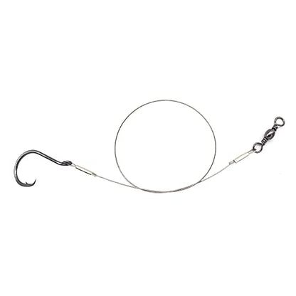 Circle Hook Rigs with Steel Leaders, Saltwater Surf Fishing Tackle Kit, Heavy Duty Hooks, 7x7 Strands Steel Wire with Nylon-Coating - size: 4/0#
