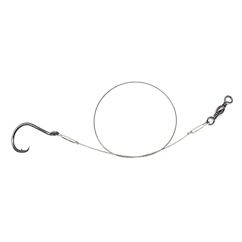 Circle Hook Rigs with Steel Leaders, Saltwater Surf Fishing Tackle Kit, Heavy Duty Hooks, 7x7 Strands Steel Wire with Nylon-Coating - size: 1#