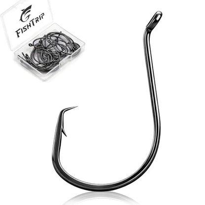 FishTrip Octopus Circle Hooks Saltwater - 50/100pcs Fishing Catfish Hook,Offset Fish Hooks for Rigs Size 6 4 2 1 1/0 2/0 3/0 4/0 5/0 6/0 7/0 8/0 9/0 10/0 - size: 2#_50pcs