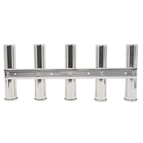 Amarine Made 5 Tube Stainless Steel Fishing Rod Rack Mirror Finish 316 Stainless Steel 5 Rod Rack