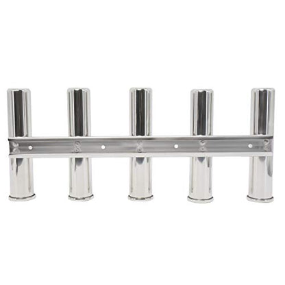 Amarine Made 5 Tube Stainless Steel Fishing Rod Rack Mirror Finish 316 Stainless Steel 5 Rod Rack