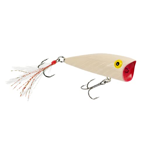 Rebel Pop-R Feathered Topwater Popper Fishing Lure - color: Bone