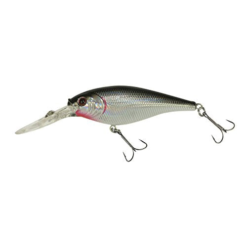 Berkley Flicker Shad Fishing Lure, Black Silver, 1/2 oz, 3 1/2in | 9cm Crankbaits, Size, Profile and Dive Depth Imitates Real Shad, Equipped with Fusion19 Hook - color: Black Silver, size: 3 1/2in - 1/2 oz