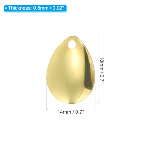 PATIKIL Fishing Lure Blades Willowleaf Lure Making - color: Golden, size: 0.7"x0.6"