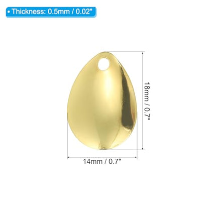 PATIKIL Fishing Lure Blades Willowleaf Lure Making - color: Golden, size: 0.7"x0.6"