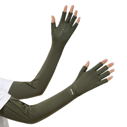 Full Finger UV Protection Gloves Driving Gloves Women, Breathable Touchscreen UPF Glove Sun Protection Glove - color: Army Green, size: One Size