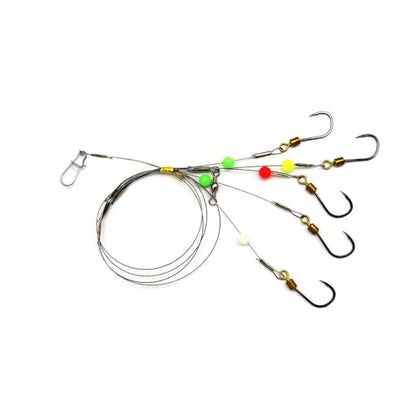 Fishing Hook with Leader,5 Hooks Fishing Rig-7 Strands Nylon Coated Fishing Leader with Swivle,Snap,Hooks - size: 15#