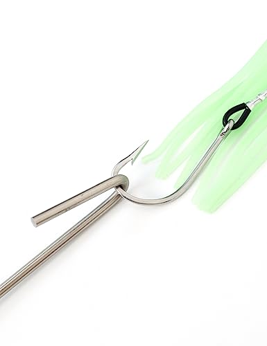 BLUEWING Fishing Hook Remover 12in/24in Stainless Steel Fish Dehooker Saltwater Push and Pull Dehooking Tool, Twist Resistance Design 1pc - color: Silver, size: 12", style: Single Curve Design