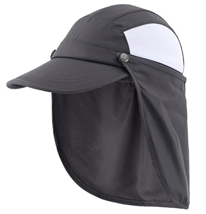 Connectyle Kids Sun Hat with Removable Neck Flap UPF 50+ Sun Protection Baseball Cap Summer Beach Sun Hats 3-6 Years - color: Dark Grey