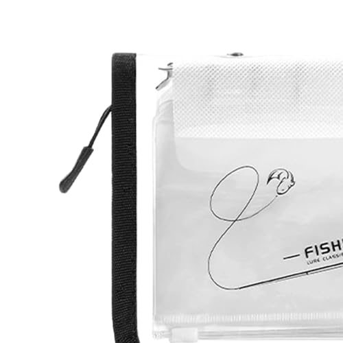 Fishing Bait Bag 10-Page PVC Ring-Binder Clear Lure Organizer | Bait Organizer for Tackle Saltwater Freshwater Lake River Pond Beach Shore Boat Sports Outdoors