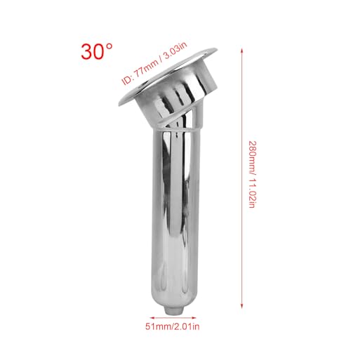 Heavy Duty Stainless Steel Deluxe Rod Holders, 2 in 1 Flush Mount Fishing Rod Pole Holders, 0 15 30 Degree Boat Fishing Rod Cup Holder 280mm Round Top Cup Holder for Yacht Ship - style: 30 Degrees