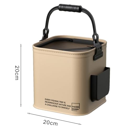 8L Foldable Collapsible Bucket Outdoor Bucket with Lid Waterproof Multi-Functional Bucket with Zipper Closure Lid Live Bait Bucket Fish Container Camping Food Storage Bucket A