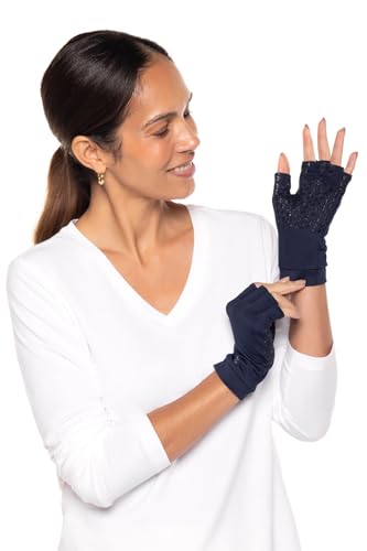 Coolibar Fingerless UV Sun Gloves - UPF 50+ Sun Protection - Ouray - color: Navy, size: Small