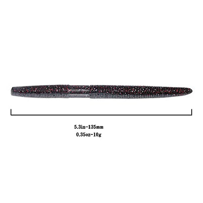 Soft Plastic Bass Fishing Lure 5.3" Senko Style Worms-Salt Impregnation, Ribbed Design Slow Sinking Swimbaits - color: 06-Gun power lead
