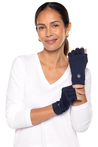 Coolibar Fingerless UV Sun Gloves - UPF 50+ Sun Protection - Ouray - color: Navy, size: Small