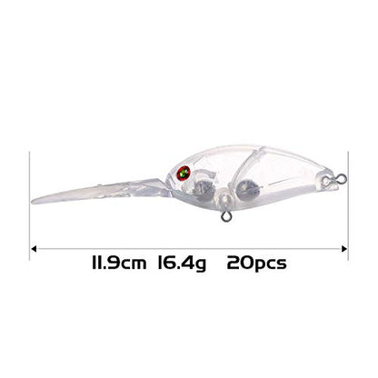 20pcs Lure Blanks,Unpainted Fishing Lures Blank Minnow Crankbaits Unpainted Hard Bait Bodies Set 11.9cm 16.4g