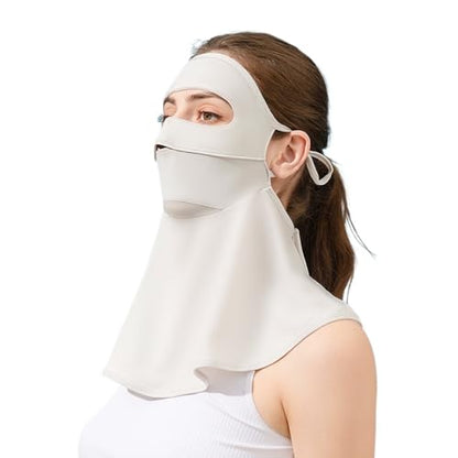 Face Cover for Sun Protection UPF 50+ UV Face Mask, UV Face Shield for Golf, Hiking Fishing & Outdoors Breathable - color: Light Grey