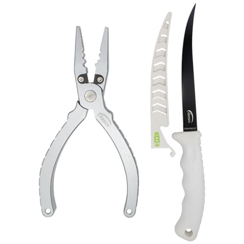 Gambler danco ECO-1 Knife & Plier Combo Pack – 7" Stainless Steel Fillet Knife and 6.5" Aluminum Pliers, Corrosion-Resistant Fishing Tool Set with Sheath, Eco-Friendly