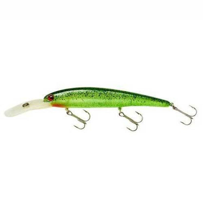 Bandit Lures 4 3/4-Inch Slender Minnow Jerkbait Trolls Up to 27 Feet Deep, Universal Color Patterns, 1 Piece - color: Green Black Splatter, size: 4 3/4", 5/8 oz
