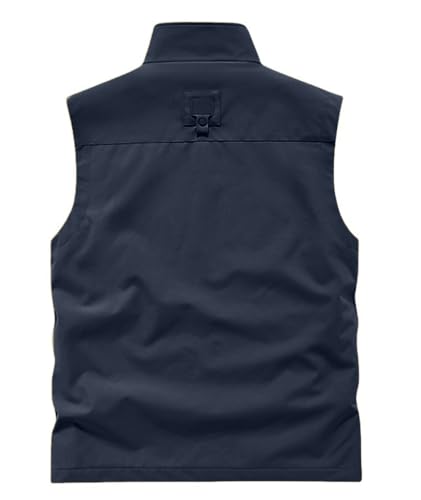 Utility Vest for Men Fishing Golf Travel Hiking Photo Outwear Lightweight Sleeveless Jacket with Pockets - color: Navy1, size: Large