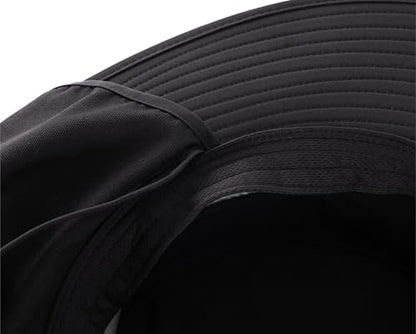 Connectyle UPF 50+ Wide Brim Sun Hat for Men Women UV Protection Fishing Hat with Neck Flap Outdoor Safari Bucket Hiking Hats - color: Black